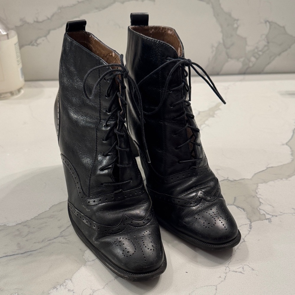 Black Lace-Up Ankle Boots